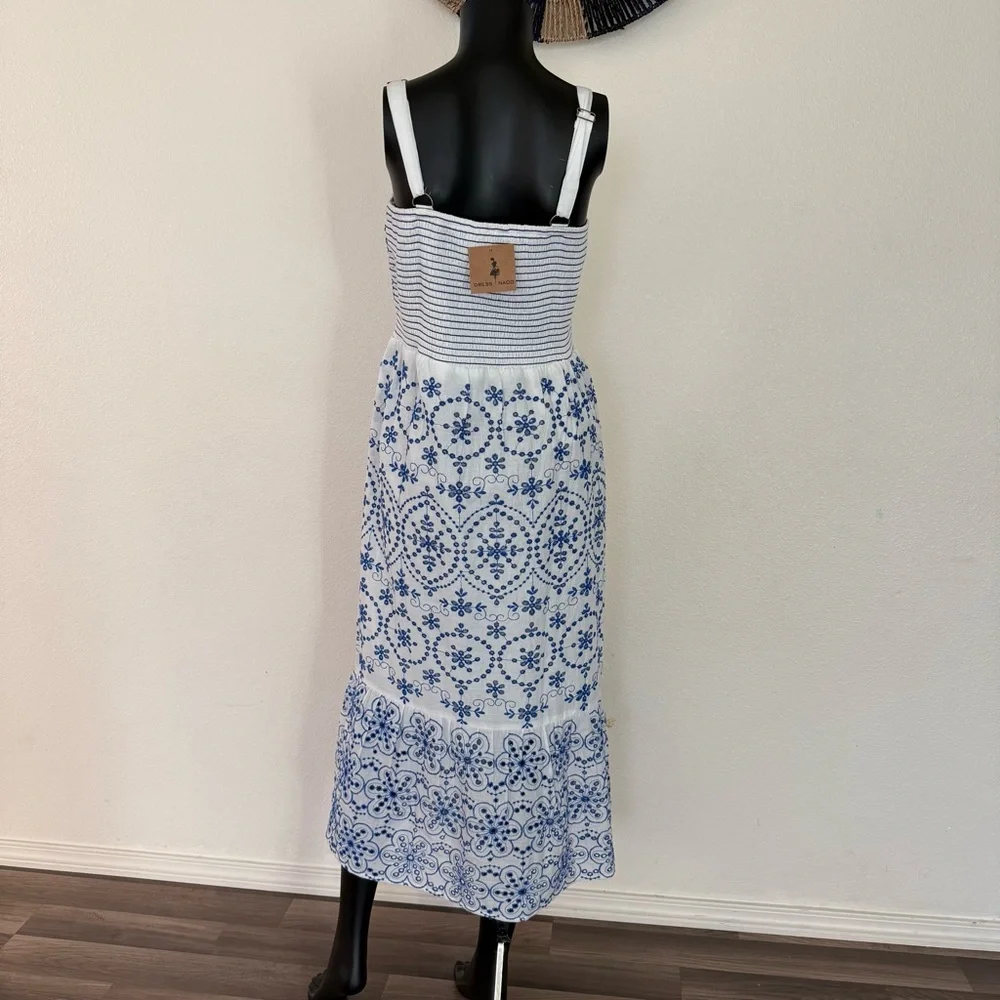 Chic Blue and White Floral Maxi Dress - Picture 4 of 14